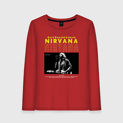Лонгслив хлопковый женский Курт Кобейн Nirvana, цвет: красный