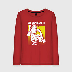 Лонгслив хлопковый женский Buffy we can slay it, цвет: красный
