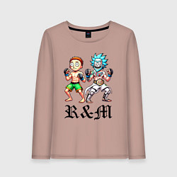 Лонгслив хлопковый женский Rick and Morty - mixed martial arts, цвет: пыльно-розовый