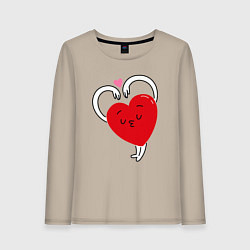 Лонгслив хлопковый женский Love hands, цвет: миндальный