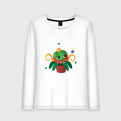Лонгслив хлопковый женский Королевский цветок, цвет: белый