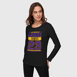 Лонгслив хлопковый женский Lakers - James 23, цвет: черный — фото 2