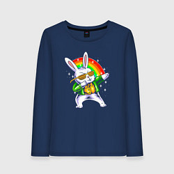 Лонгслив хлопковый женский Rainbow rabbit, цвет: тёмно-синий