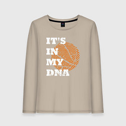 Лонгслив хлопковый женский Баскетбольный ДНК, цвет: миндальный