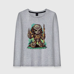 Лонгслив хлопковый женский Хищник, цвет: меланж