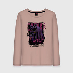 Лонгслив хлопковый женский Кот дремот Catnap, цвет: пыльно-розовый