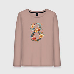 Лонгслив хлопковый женский 8 в цветах, цвет: пыльно-розовый