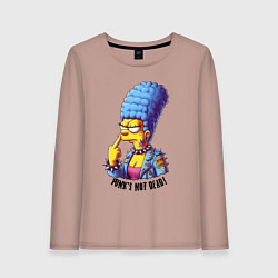 Лонгслив хлопковый женский Marge Simpson - punks not dead motto, цвет: пыльно-розовый
