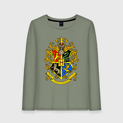 Лонгслив хлопковый женский Хогвартс - герб, цвет: авокадо