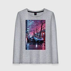 Лонгслив хлопковый женский Суперкар и сакура, цвет: меланж