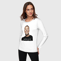 Лонгслив хлопковый женский James Alan Hetfield - Metallica leader, цвет: белый — фото 2