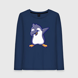 Лонгслив хлопковый женский Dab penguin, цвет: тёмно-синий