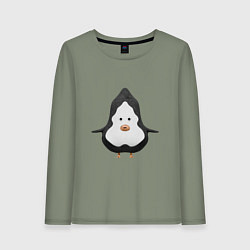 Лонгслив хлопковый женский Cartoon penguin character, цвет: авокадо
