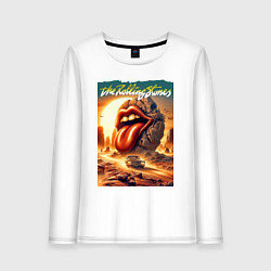 Лонгслив хлопковый женский Rolling Stones - stylization of the logo, цвет: белый