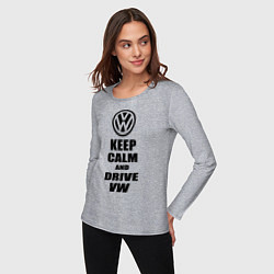 Лонгслив хлопковый женский Keep Calm & Drive VW, цвет: меланж — фото 2