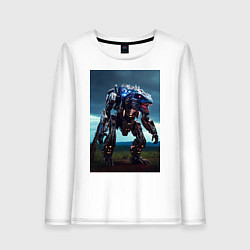 Лонгслив хлопковый женский Робот в стиле Horizon, цвет: белый