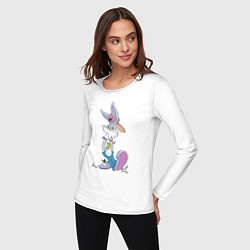 Лонгслив хлопковый женский Bugs Bunny in the sneakers, цвет: белый — фото 2