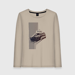 Лонгслив хлопковый женский Спорткар для уличной гонки, цвет: миндальный