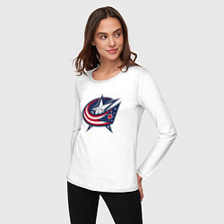 Лонгслив хлопковый женский Columbus blue jackets - hockey team - emblem, цвет: белый — фото 2