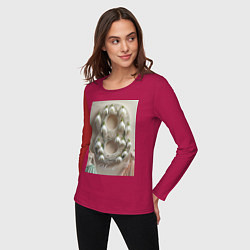 Лонгслив хлопковый женский Ландыши девушкам на 8 марта, цвет: маджента — фото 2