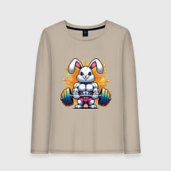 Лонгслив хлопковый женский Gym bunny barbell, цвет: миндальный