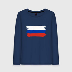 Женский лонгслив Флаг россии нарисованный