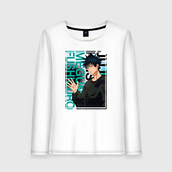 Лонгслив хлопковый женский Мегуми фусигуро заклинатель, цвет: белый