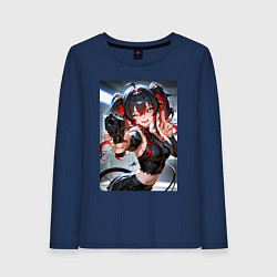 Женский лонгслив Девушка-демон с пистолетом