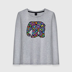 Лонгслив хлопковый женский Цветной слоник, цвет: меланж