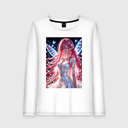 Женский лонгслив Сияющая фея с крыльями и бабочками