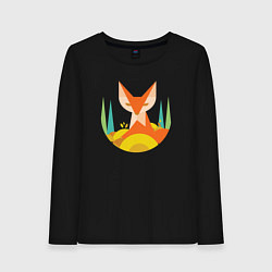 Лонгслив хлопковый женский Forest fox, цвет: черный