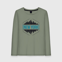 Лонгслив хлопковый женский City - New York, цвет: авокадо