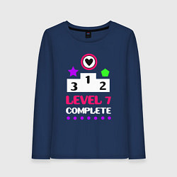 Лонгслив хлопковый женский 7 уровень пройден, цвет: тёмно-синий