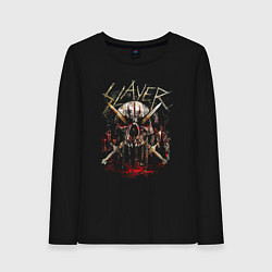 Лонгслив хлопковый женский Slayer Skull Demon, цвет: черный