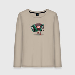 Лонгслив хлопковый женский Мем баян, цвет: миндальный