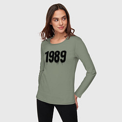 Лонгслив хлопковый женский 1989 год расшерканый, цвет: авокадо — фото 2