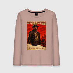 Лонгслив хлопковый женский Red dead redemtion постер, цвет: пыльно-розовый
