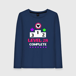 Лонгслив хлопковый женский 28 уровень пройден, цвет: тёмно-синий