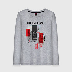 Лонгслив хлопковый женский Москва коллаж, цвет: меланж