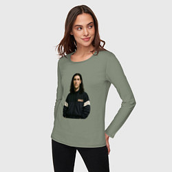 Лонгслив хлопковый женский Bones спортивный стиль, цвет: авокадо — фото 2