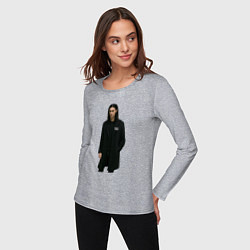 Лонгслив хлопковый женский Задумчивый Bones, цвет: меланж — фото 2