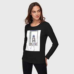 Лонгслив хлопковый женский Аянами Рей в paint окне, цвет: черный — фото 2