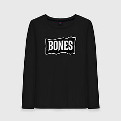 Лонгслив хлопковый женский Bones лого, цвет: черный