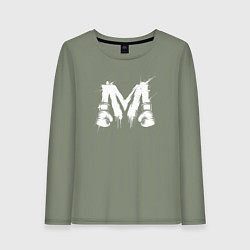 Лонгслив хлопковый женский М буква в бойцовских перчатках, цвет: авокадо