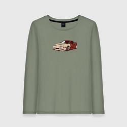 Лонгслив хлопковый женский Японская машина арт, цвет: авокадо
