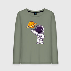 Лонгслив хлопковый женский Привет Сатурну, цвет: авокадо