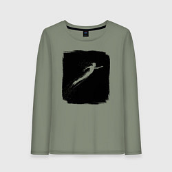 Лонгслив хлопковый женский Плывущий под водой, цвет: авокадо