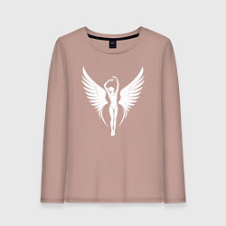Лонгслив хлопковый женский Гимнастка с крыльями, цвет: пыльно-розовый