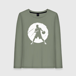Лонгслив хлопковый женский Стритболист в круге, цвет: авокадо