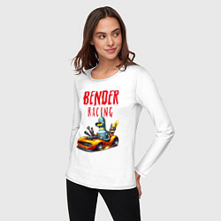 Лонгслив хлопковый женский Bender racing - ai art fantasy, цвет: белый — фото 2